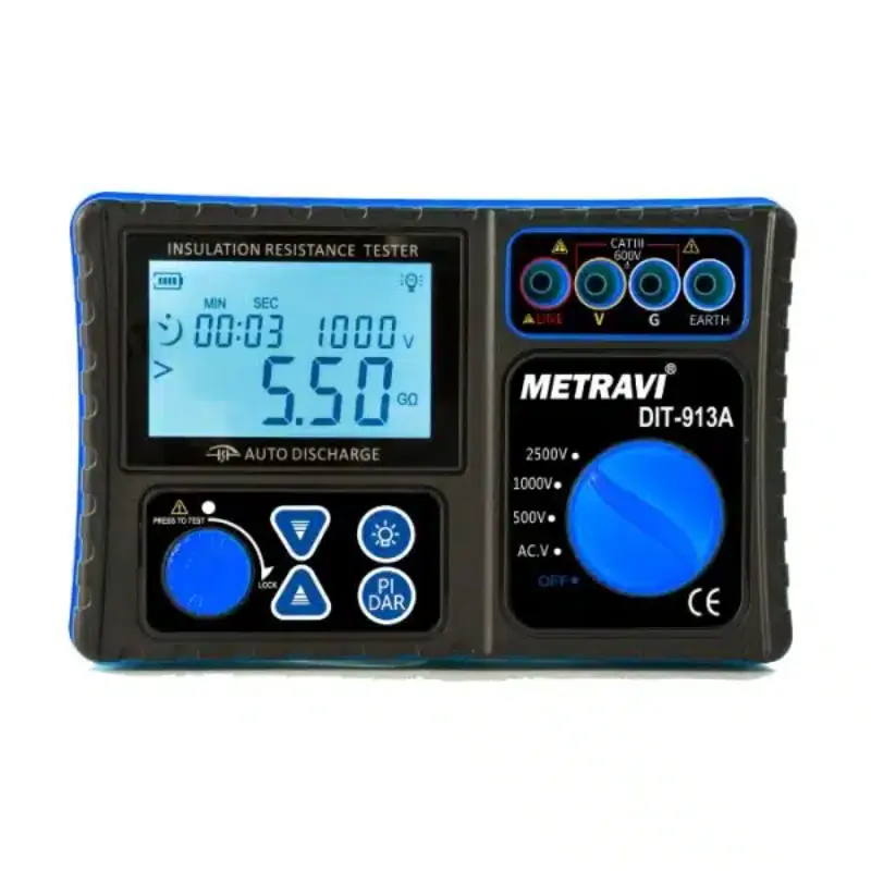 Metravi DIT-913A Digital Insulation Tester 2500V with PI & DAR Measurement Metravi DIT-913A Digital Insulation Tester 2500V with PI & DAR Measurement - Image 1