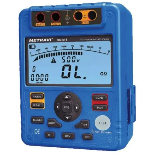 Metravi DIT-916 Digital Insulation Tester 5000V with Polarization Index and USB Interface