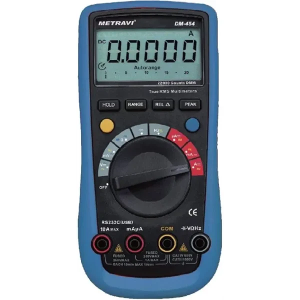 Metravi DM-454 22,000 Counts T-RMS Multimeter with USB PC Interface