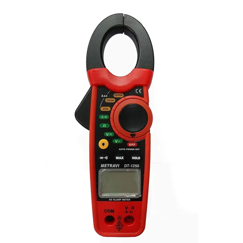 Metravi DT-1250 Digital AC Clamp Meter with 30mm Jaw, 1000A AC, and 500V Protection Metravi DT-1250 Digital AC Clamp Meter with 30mm Jaw, 1000A AC, and 500V Protection - Image 1