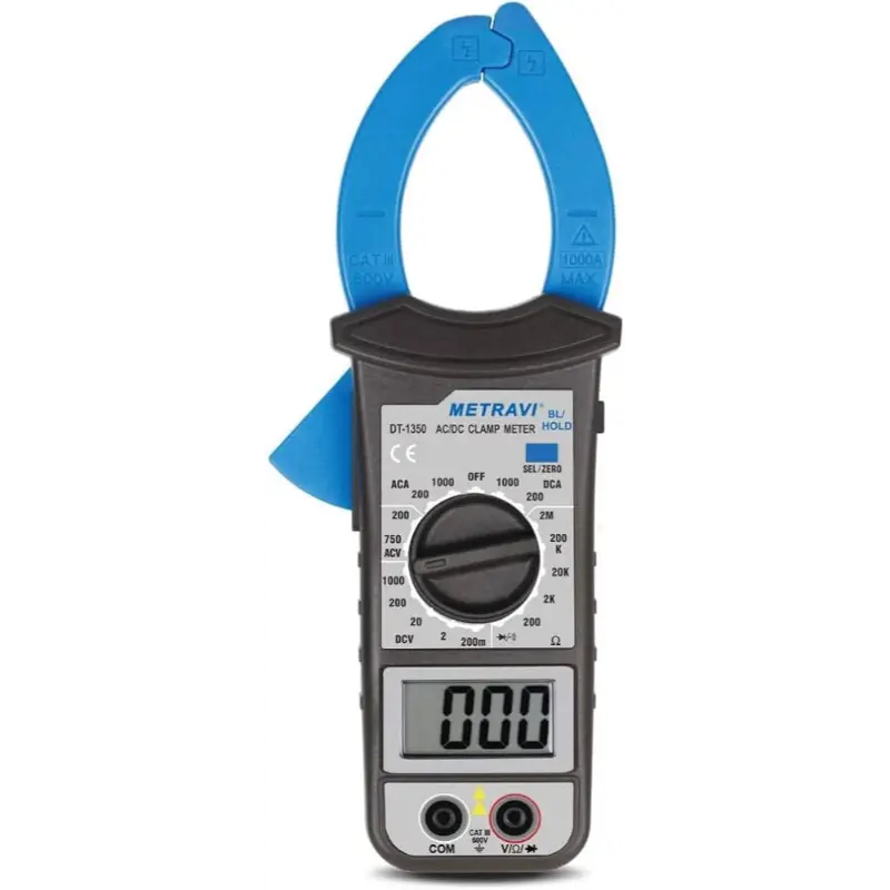 Metravi DT-1350 1000A ACDC Clamp Meter with 3 Digits and Hard Carrying Case Metravi DT-1350 1000A AC/DC Clamp Meter with 3 Digits and Hard Carrying Case - Image 1