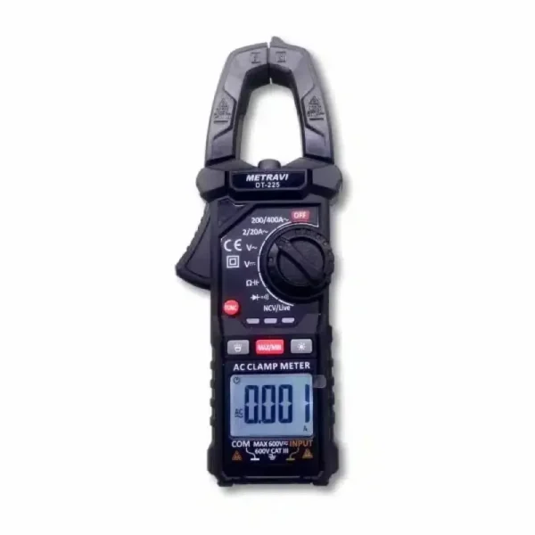 Metravi DT-225 Digital AC Clamp Meter with T-RMS, NCV, 400A AC, and 2000 Counts Display
