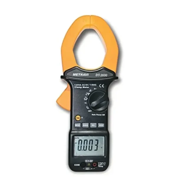 Metravi DT-3600 3 Digit AC/DC T-RMS Clamp Meter with 52mm Jaw, 1200A Current, and CAT-IV 1000V Rating