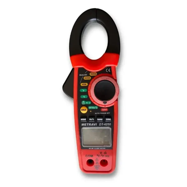 Metravi DT-4250 Digital AC/DC Clamp Meter with 1000A Capacity, 30mm Jaw, and Duty Cycle Function