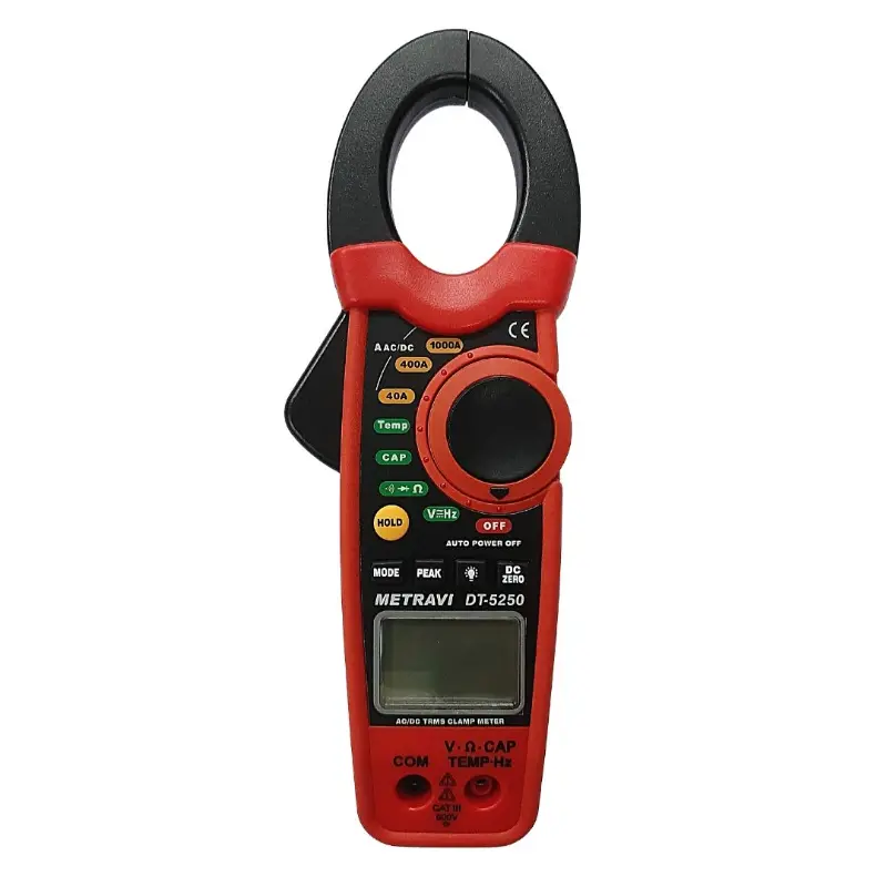Metravi DT-5250 3 Digit ACDC T-RMS Clamp Meter with 30mm Jaw, 1000A Current, and Auto-Ranging Metravi DT-5250 3 Digit AC/DC T-RMS Clamp Meter with 30mm Jaw, 1000A Current, and Auto-Ranging - Image 1