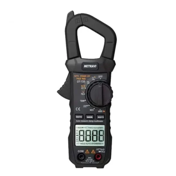 Metravi DT-725 5999 Count Digital AC/DC Clamp Meter with TRMS, 600A AC/DC, and CAT-IV 600V Rating