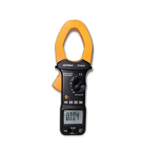 Metravi DT-8250 3 Digit AC/DC T-RMS Clamp Meter with 52mm Jaw, 2000A Current, and CAT-IV 1000V Rating