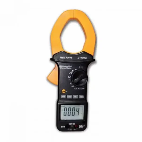 Metravi DT-9250 3 Digit AC/DC T-RMS Clamp Meter with 52mm Jaw, 2000A Current, and CAT-IV 1000V Rating