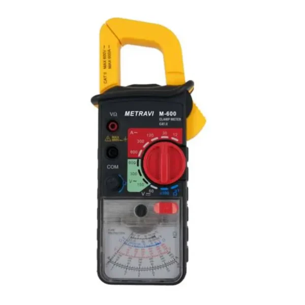 Metravi M-600 Analogue Clamp Meter with 34mm Jaw Diameter for AC/DC Voltage, up to 600A AC Curren
