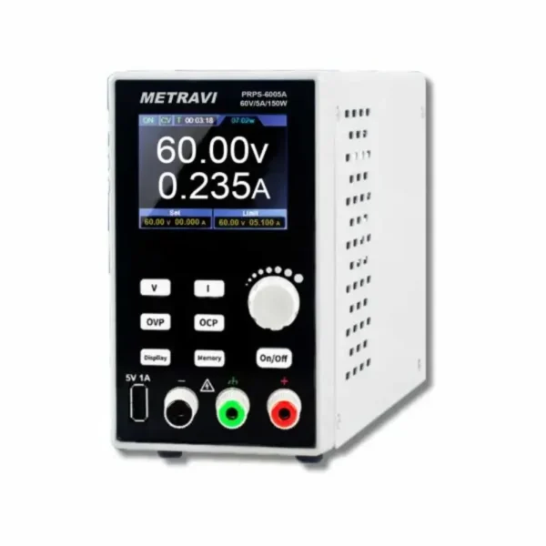 Metravi PRPS-6005A Programmable Single Output DC Regulated Power Supply, 0-60V / 0-5A DC with TFT Display