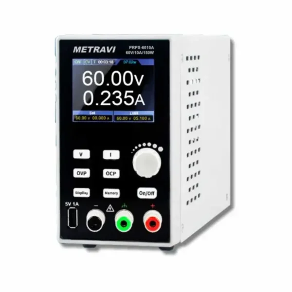 Metravi PRPS-6010A Programmable Single Output DC Regulated Power Supply, 0-60V / 0-10A DC with TFT Display