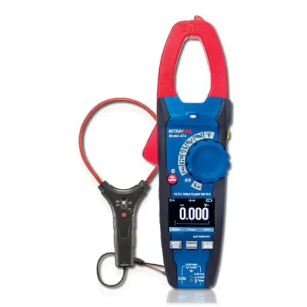 Metravi Pro 474 6000 Count Digital T-RMS Clamp Meter with TFT Display, Bluetooth, and 10" Flexible Clamp Adaptor