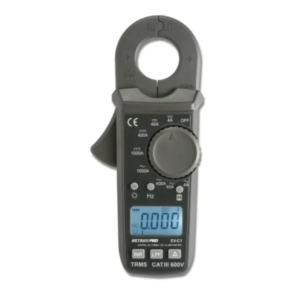 Metravi Pro EV-C1 3 Digit T-RMS Clamp Meter with Wide 1000A Range, Bar Graph, and Low Pass Filter