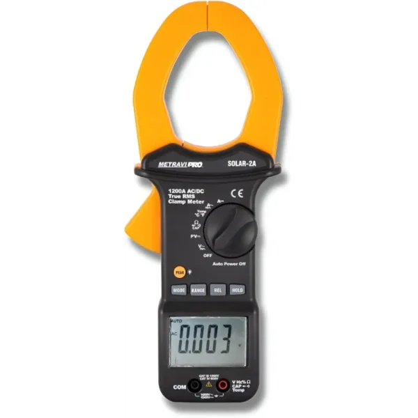 Metravi Pro Solar-2A 4000 Count TRMS Solar Clamp Meter with 1500V DC Voltage, 52mm Jaw, and CAT-IV 600V Rating