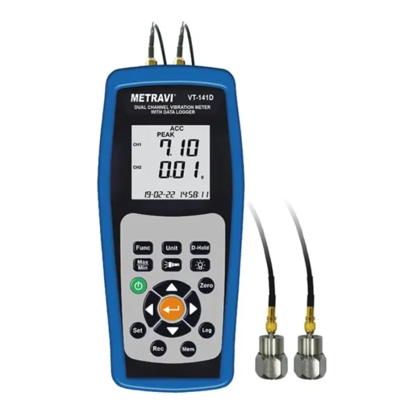 Metravi VT-141D Dual Channel Vibration Meter and Data Logger 15000 Records