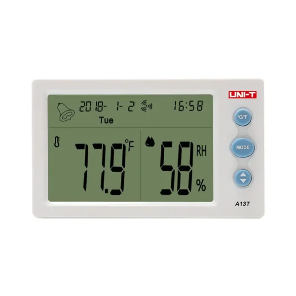 UNI-T A13T Temperature and Humidity Meter, 4.5" LCD Screen, -10°C–50°C