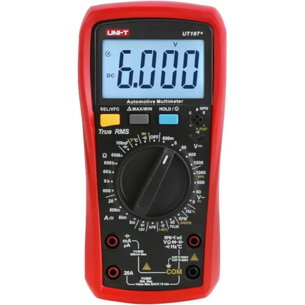 UNI-T UT107+ Professional Automotive Digital Multimeter, 1000V DC/AC, 10A, VFC, 6000-Count