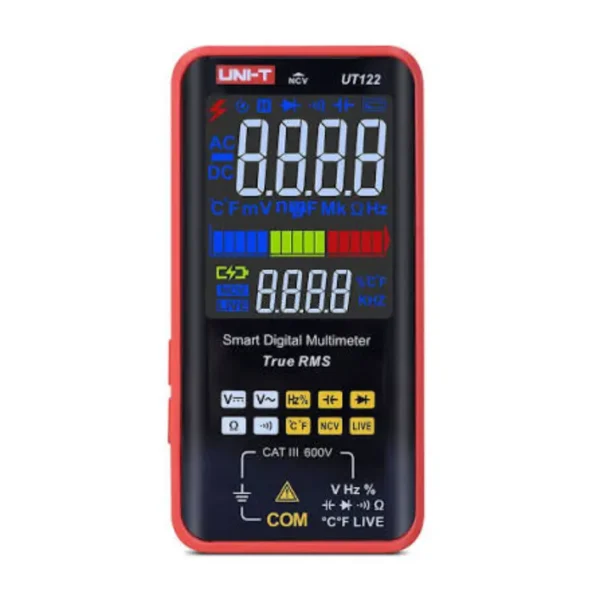 UNI-T UT122 Dual-Display Digital Multimeter, 600V DC/AC, Capacitance 99mF, NCV