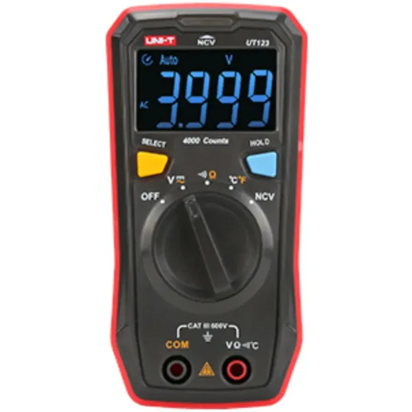 UNI-T UT123 Slim Pocket Digital Multimeter, 600V DC/AC, Temperature up to 300°C, Continuity