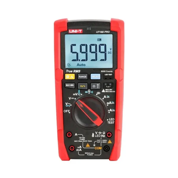 UNI-T UT18B PRO Advanced True RMS Digital Multimeter, 1000V DC/AC, 10A, VFD, 12V LED Test