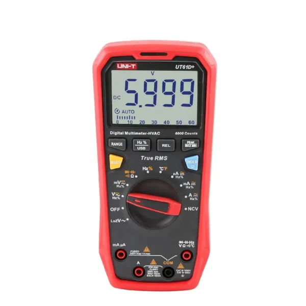 UNI-T UT61D+ Advanced True RMS Digital Multimeter, 1000V DC/AC, 20A, Temperature 1000°C, CAT III 1000V