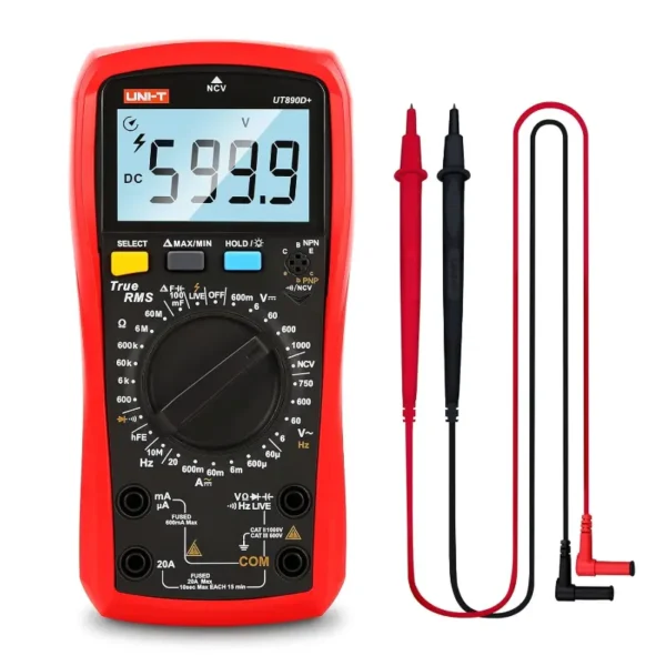 UNI-T UT890D+ Mid-Range Digital Multimeter, 1000V/750V DC/AC, 20A, 6000-Count