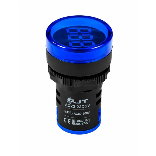 Stromera AD22-22DSV-B AC Volt Indicator Display Round Blue 22.5 mm 60 to 500 VAC