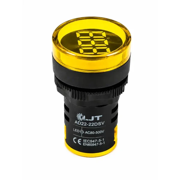 Stromera AD22-22DSV-Y AC Volt Indicator Display Round Yellow 22.5 mm 60 to 500 VAC
