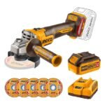 INGCO 20V Cordless Brushless Angle Grinder 100mm, 900W, M10, 3-Speed Adjustment 3000/6000/9000RPM, With 1Pcs 4.0Ah Battery And Charger CAGLI261021