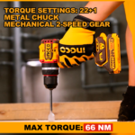 INGCO 20V Cordless Impact Drill 66NM, Brushless Motor, 22+1+1, 30000 bpm, Electric Drill With 2Pcs Battery And Charger, 47 Pcs Drill Bits, Packed by Carrying Case - Image 4