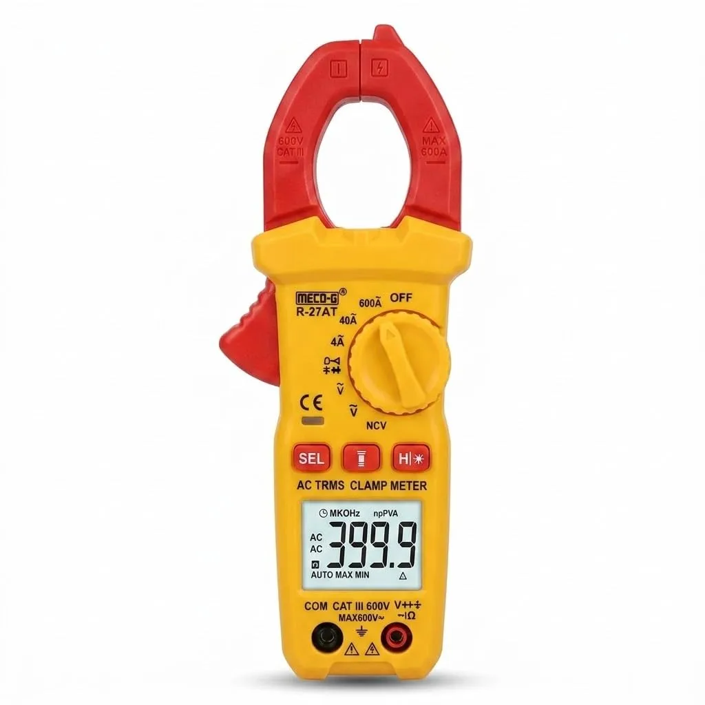 MECO-G R-27AT Digital AC Clamp Meter 600A True RMS, 4000 Counts, 600V ACDC Voltage with Backlight